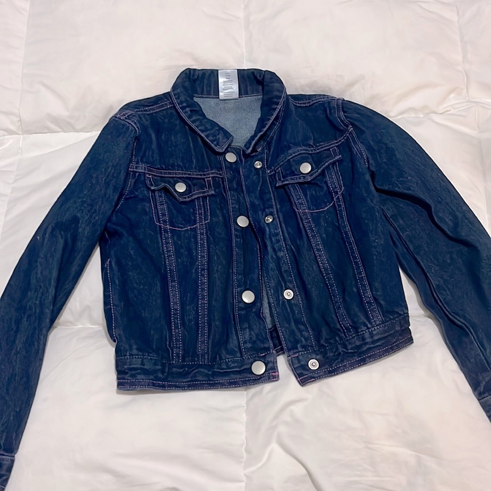Gymboree kids blue(pink lines) jean jacket. Size 8-10 girls.